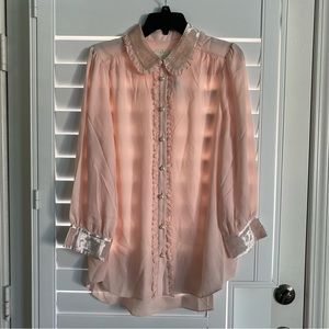 Kate Spade Velvet Trim Button Shirt